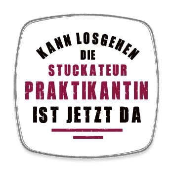 Praktikantin Stuckateurin Praktikum Stuckateurei - Viereckiger Kühlschrankmagnet - Weiß - Vorne