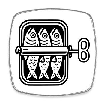 Sardines can - Square fridge magnet - white - Front