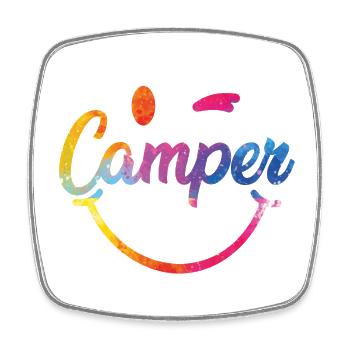 Camper_Smile_bunt - Viereckiger Kühlschrankmagnet - Weiß - Vorne
