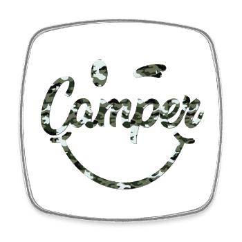 Camper Smile camouflage black white - Square fridge magnet - white - Front