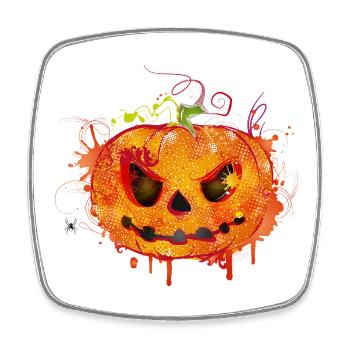 Gruseliger Halloween-Kürbis im Graffiti-Stil - Viereckiger Kühlschrankmagnet - Weiß - Vorne