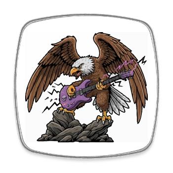 Aigle avec guitare violette sur rocher - Magnet carré - blanc - Devant