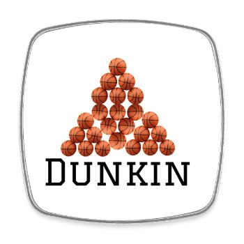 Logo pyramidal de basket-ball - Magnet carré - blanc - Devant