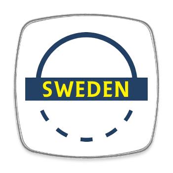 Sweden Banner Emblem Blue Yellow - Square fridge magnet - white - Front