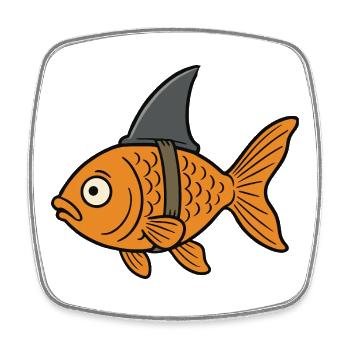 Cartoon Goldfish Fish Shark Fin Fake Shark - Square fridge magnet - white - Front