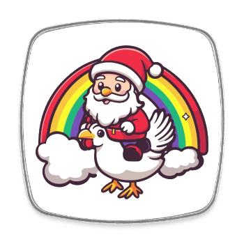 Chicken Santa Claus Christmas - Square fridge magnet - white - Front