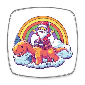 Dinosaurier brontosaurus Weihnachtsmann - Viereckiger Kühlschrankmagnet - Weiß - Vorne