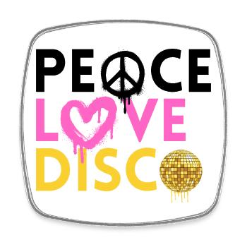 Peace Love Disco Neon Retro Art - Viereckiger Kühlschrankmagnet - Weiß - Vorne