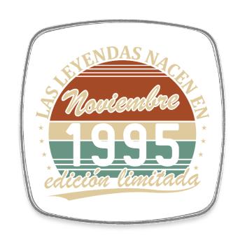 November 1995 Vintage Retro Birthday - Square fridge magnet - white - Front