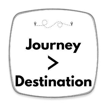 Journey > Destination – Abenteuer Shirt - Viereckiger Kühlschrankmagnet - Weiß - Vorne