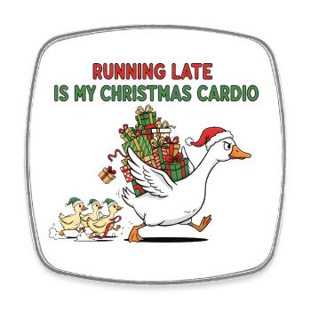 Être en retard, c’est mon cardio de Noël - Noël Ducks - Magnet carré - blanc - Devant
