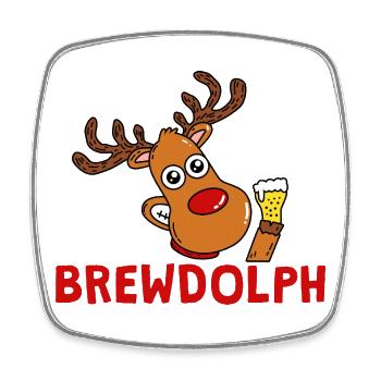 BrewDolph Reindeer Bierheld - Viereckiger Kühlschrankmagnet - Weiß - Vorne