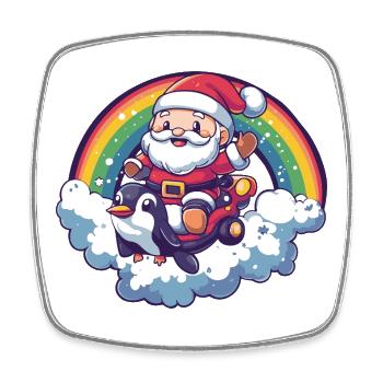 Pinguin Weihnachtsmann Weihnachten - Viereckiger Kühlschrankmagnet - Weiß - Vorne