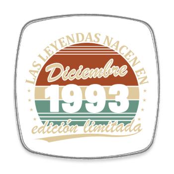 December 1993 Retro Vintage Birthday Gift - Square fridge magnet - white - Front