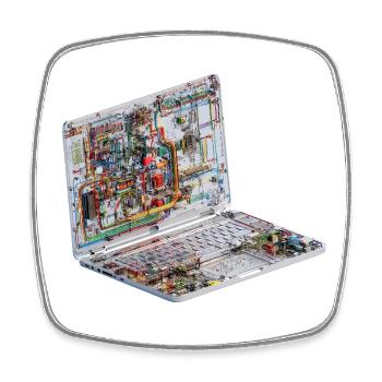 Transparente CAD-Schaltkreiskunst beim Laptop - Viereckiger Kühlschrankmagnet - Weiß - Vorne