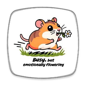 Hamster in the race to work - Square fridge magnet - white - Front