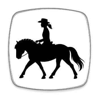silhouette de cavalier western sur cheval / cheval fjord - Magnet carré - blanc - Devant