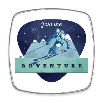 Aventure Ski de montagne - Magnet carré - blanc - Devant