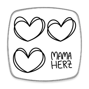 Mama Herz - Viereckiger Kühlschrankmagnet - Weiß - Vorne