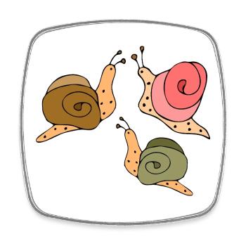 Escargots - Magnet carré - blanc - Devant