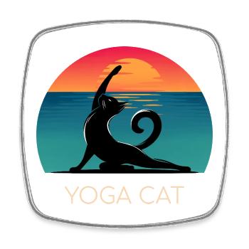 Yoga Cat – Entspanntes Design für Katzenfans - Viereckiger Kühlschrankmagnet - Weiß - Vorne
