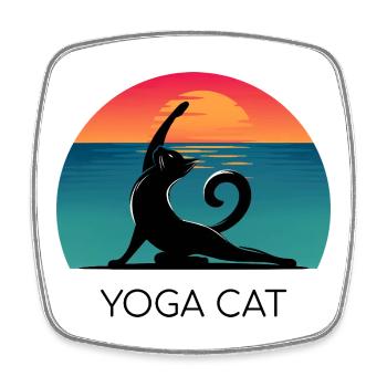 Yoga Cat – Entspanntes Design für Katzenfans - Viereckiger Kühlschrankmagnet - Weiß - Vorne