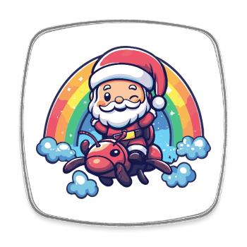 Ant Santa Claus Christmas - Square fridge magnet - white - Front