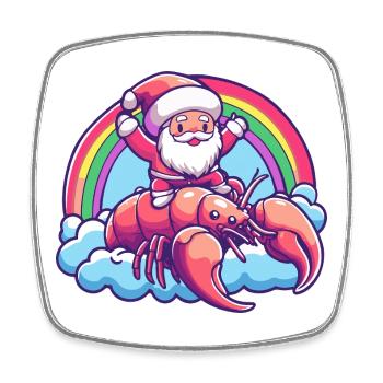 Lobster Crab Santa Claus Christmas - Square fridge magnet - white - Front