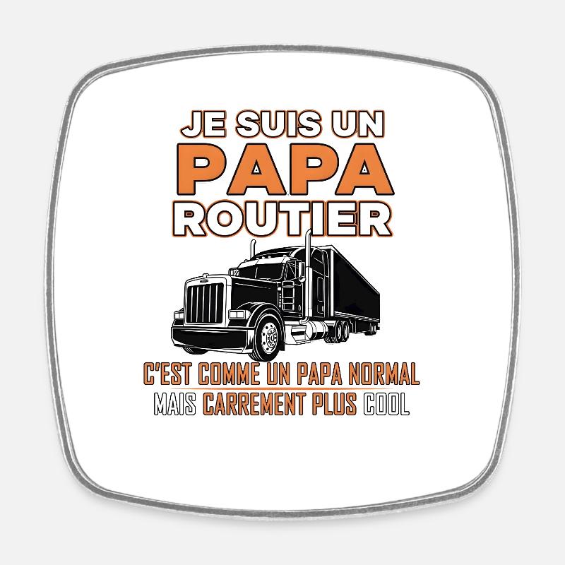 Papa routier plus cool - Magnet carré - blanc