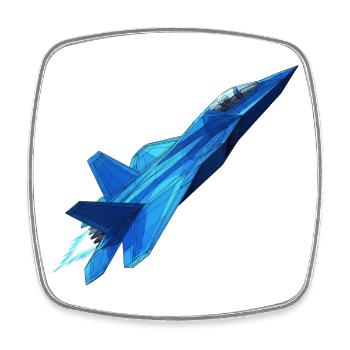 Blue Geometry Jet - Square fridge magnet - white - Front