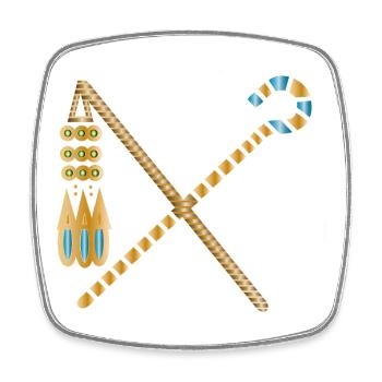 Sceptre de pharaon d’or – Crochet et fléau - Magnet carré - blanc - Devant