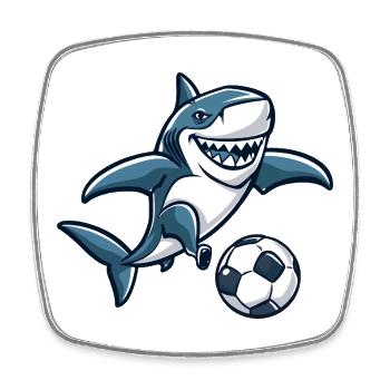 Football de requin - Magnet carré - blanc - Devant