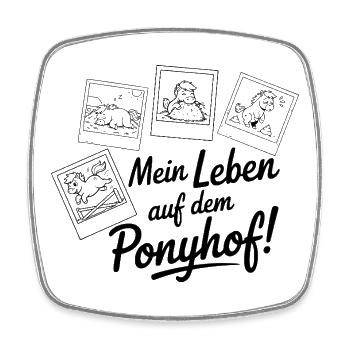 Mein Leben auf dem Ponyhof – Lustiges Pferde Shirt - Viereckiger Kühlschrankmagnet - Weiß - Vorne