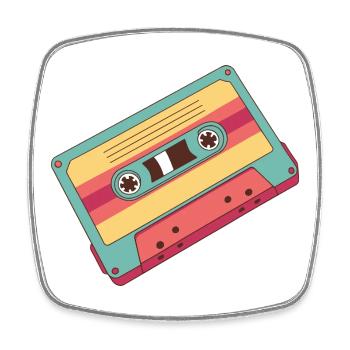 Bunte Retro Kassette aus den 80er Jahren - Viereckiger Kühlschrankmagnet - Weiß - Vorne