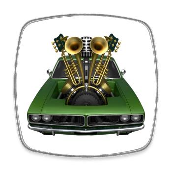 BRASS BAND – Ton & Bild - Viereckiger Kühlschrankmagnet - Weiß - Vorne