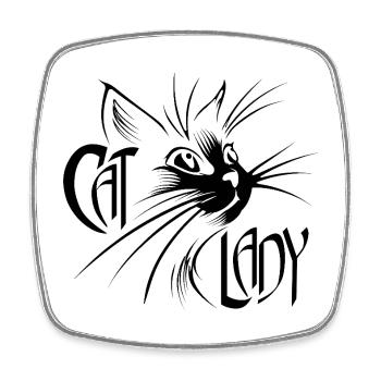 Cat Lady Katze Katzen black  - Viereckiger Kühlschrankmagnet - Weiß - Vorne