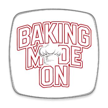 Backen Modus An - Kochhut Design - Viereckiger Kühlschrankmagnet - Weiß - Vorne