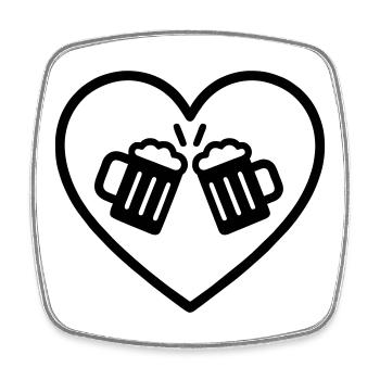 Beer Team Heart Friends Cheers Party Gift - Square fridge magnet - white - Front