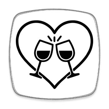 Wine Glasses Heart Love Cheers Gift - Square fridge magnet - white - Front