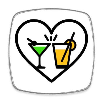 Cocktails Heart Summer Party Beach Gift - Square fridge magnet - white - Front