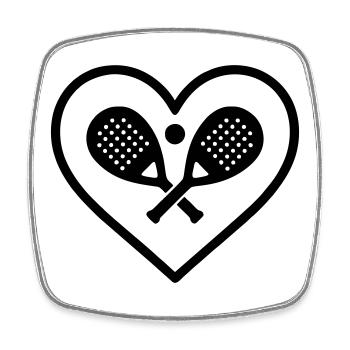 Padel Herz gekreuzte Schläger Sport Geschenk - Viereckiger Kühlschrankmagnet - Weiß - Vorne