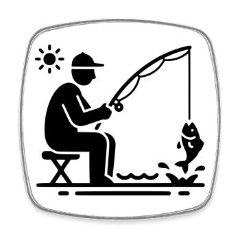 Angeln & Fischen | Petri Heil Hobby Logo - Viereckiger Kühlschrankmagnet - Weiß - Vorne