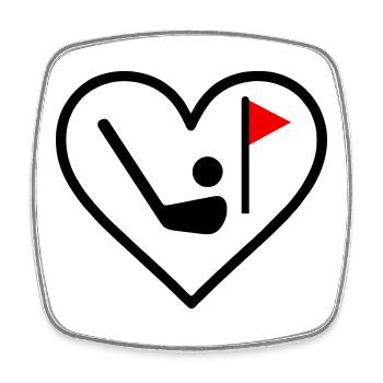 Golf Heart Club Ball Sport Geschenk - Viereckiger Kühlschrankmagnet - Weiß - Vorne
