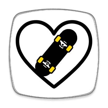 Skateboard Coeur Sport Street Passion - Magnet carré - blanc - Devant