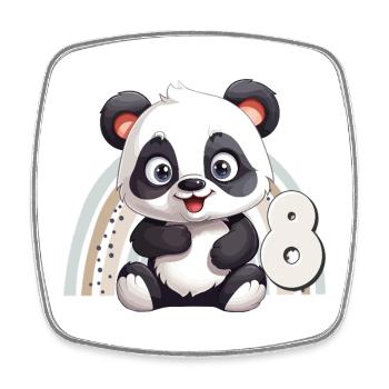 8ème anniversaire Panda Ours Arc-en-ciel Mignon Mignon - Magnet carré - blanc - Devant
