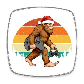 Gamer Bigfoot Noël Jeux Vidéo Amateur Drôle Xm - Magnet carré - blanc - Devant