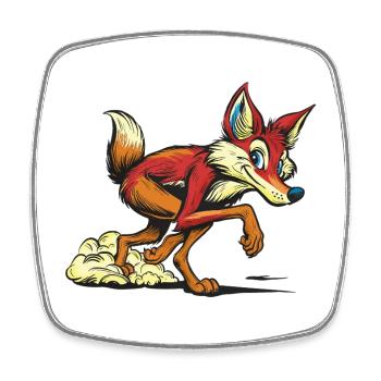 Red Fox Cartoon Sprint - Square fridge magnet - white - Front