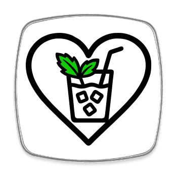 Mojito Herz Cocktail Minze Sommer Getränk - Viereckiger Kühlschrankmagnet - Weiß - Vorne