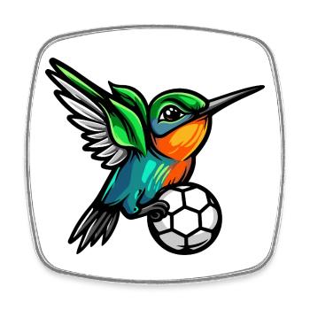  Kolibri Ball Fußball - Viereckiger Kühlschrankmagnet - Weiß - Vorne