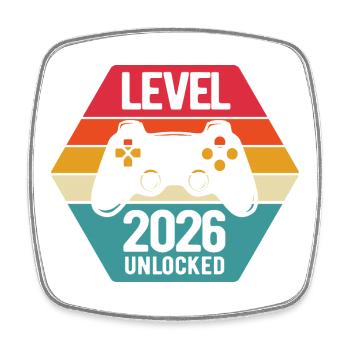 Happy New Year | Level 2026 unlocked | Gamer - Square fridge magnet - white - Front